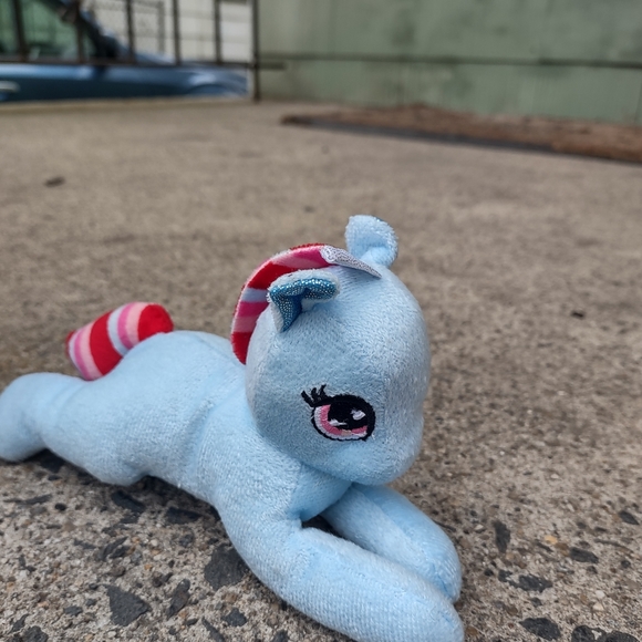 ✓Baby Pony unicorn Horse plush Greenbriar Baby blue with Candy Striped Mane - Picture 2 of 14